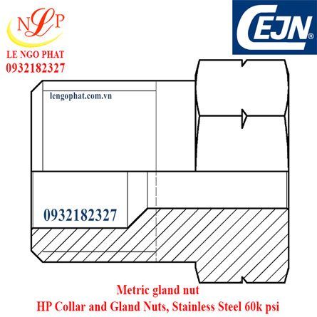 Metric gland nut HP Collar and Gland Nuts Stainless Steel 60k psi
