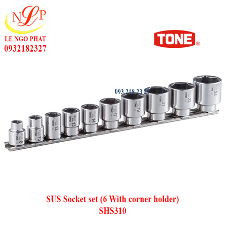 SUS Socket set (6 With corner holder) SHS310