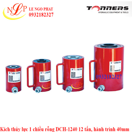 Kích thủy lực 1 chiều rỗng DCH-1240 12 tấn, hành trình 40mm