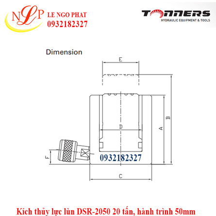 Kích thủy lực lùn DSR-2050 20 tấn, hành trình 50mm