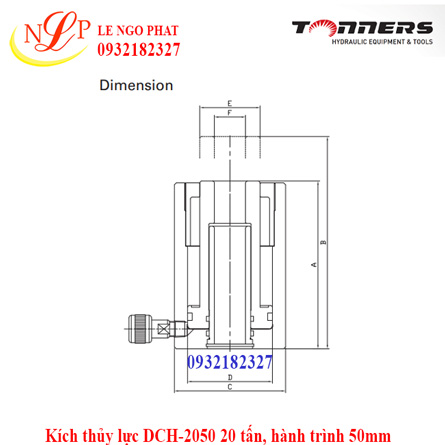 Kích thủy lực DCH-2050 20 tấn, hành trình 50mm