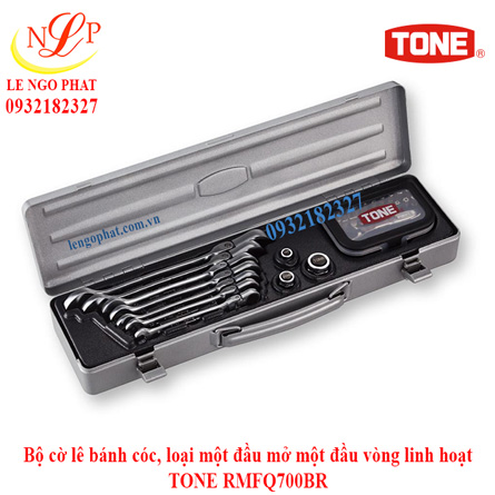 Bộ cờ lê bánh cóc, loại một đầu mở một đầu vòng linh hoạt TONE RMFQ700BR