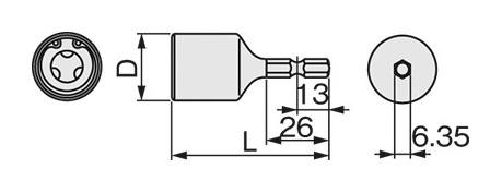 Form-tie socket for charge system electric drills 2BSF-85