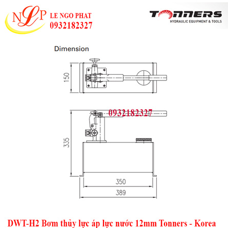 DWT-H2 Bơm thủy lực áp lực nước 12mm Tonners - Korea