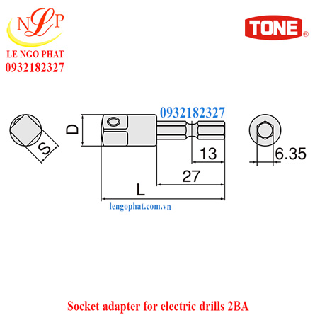 Socket adapter for electric drills 2BA
