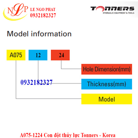 A075-1224 Con đột thủy lực Tonners - Korea