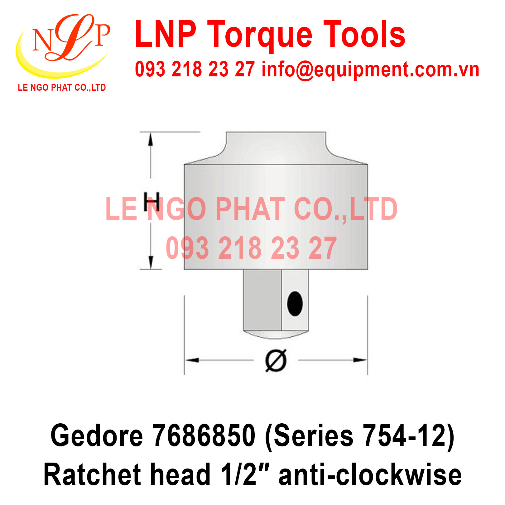 Gedore 7686850 (Series 754-12) Ratchet head 1/2″ anti-clockwise