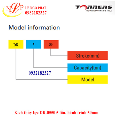 Kích thủy lực DR-0550 5 tấn, hành trình 50mm