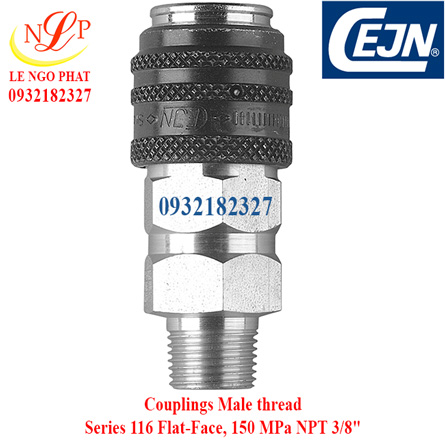 Couplings Male thread Series 116 Flat-Face, 150 MPa NPT 3/8"