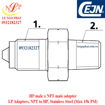 LP Adapters HP male x NPT male adapter Stainless Steel