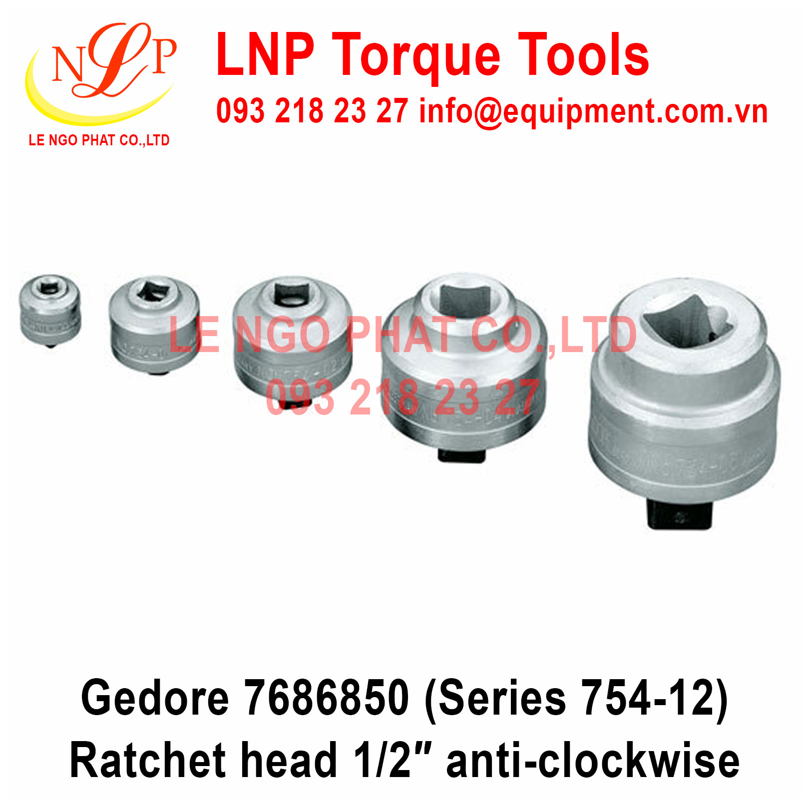 Gedore 7686850 (Series 754-12) Ratchet head 1/2″ anti-clockwise