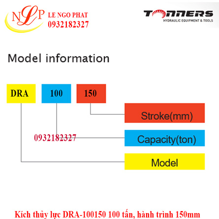 Kích thủy lực DRA-100150 100 tấn, hành trình 150mm