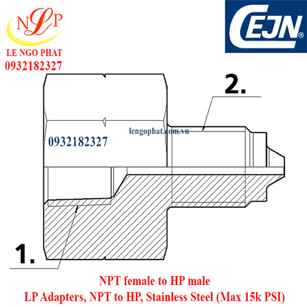 LP Adapters NPT female to HP male Stainless Steel