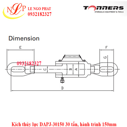 Kích thủy lực DAPJ-30150 30 tấn, hành trình 150mm