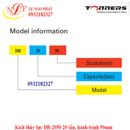 Kích thủy lực DR-2050 20 tấn, hành trình 50mm