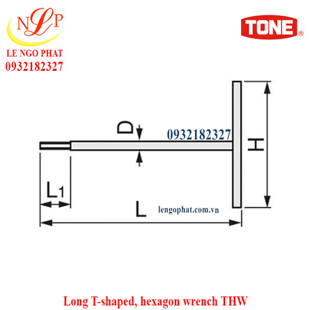 Long T-shaped, hexagon wrench THW