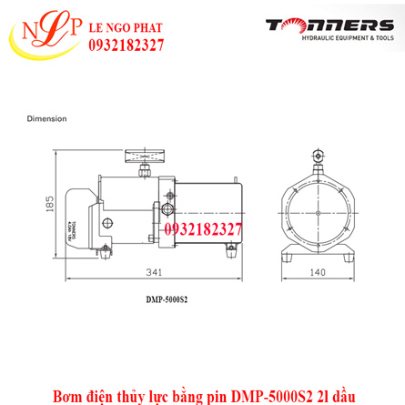 Bơm điện thủy lực bằng pin DMP-5000S2 2l dầu