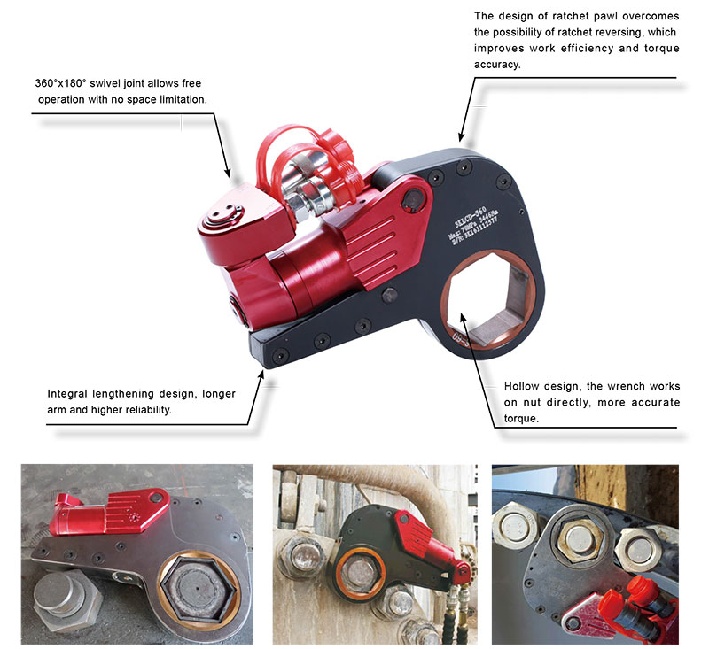 Cờ lê thủy lực 8LKCD (70-105mm; 1055-10550Nm)