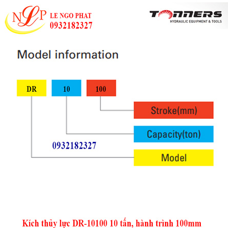 Kích thủy lực DR-10100 10 tấn, hành trình 100mm