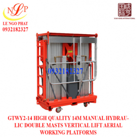GTWY2-16 HIGH QUALITY 14M MANUAL HYDRAULIC DOUBLE MASTS VERTICAL LIFT AERIAL WORKING PLATFORMS 