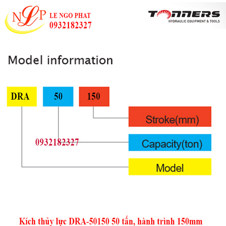 Kích thủy lực DRA-50150 50 tấn, hành trình 150mm