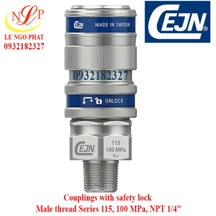 Couplings safety lock Male Series 115, 100 MPa, NPT 1/4"