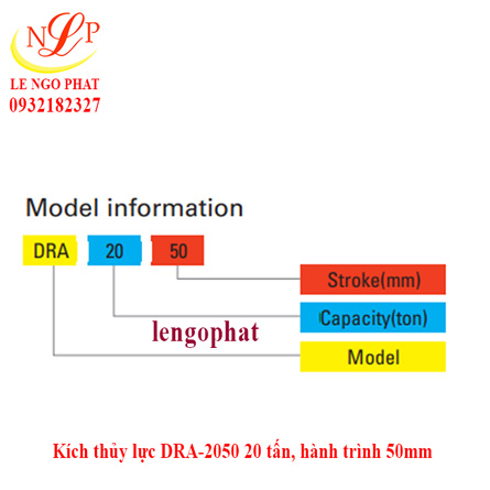 Kích thủy lực DRA-2050 20 tấn, hành trình 50mm