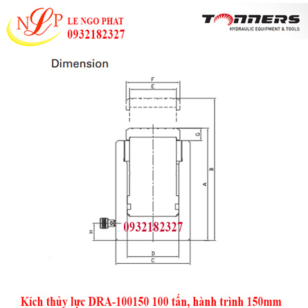 Kích thủy lực DRA-100150 100 tấn, hành trình 150mm