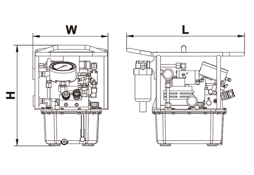 Bản vẽ kỹ thuật của bơm cờ lê thủy lực khí nén Torc-tech 4VN-4