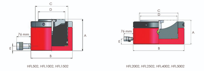 Bản vẽ kỹ thuật của kích thủy lực vòng hãm Hi Force HFL1502