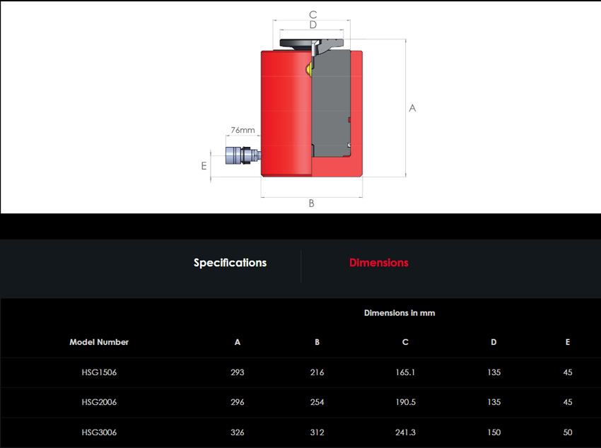 Bản vẽ kỹ thuật của kích thủy lực 1 chiều Hi-Force HSG2006