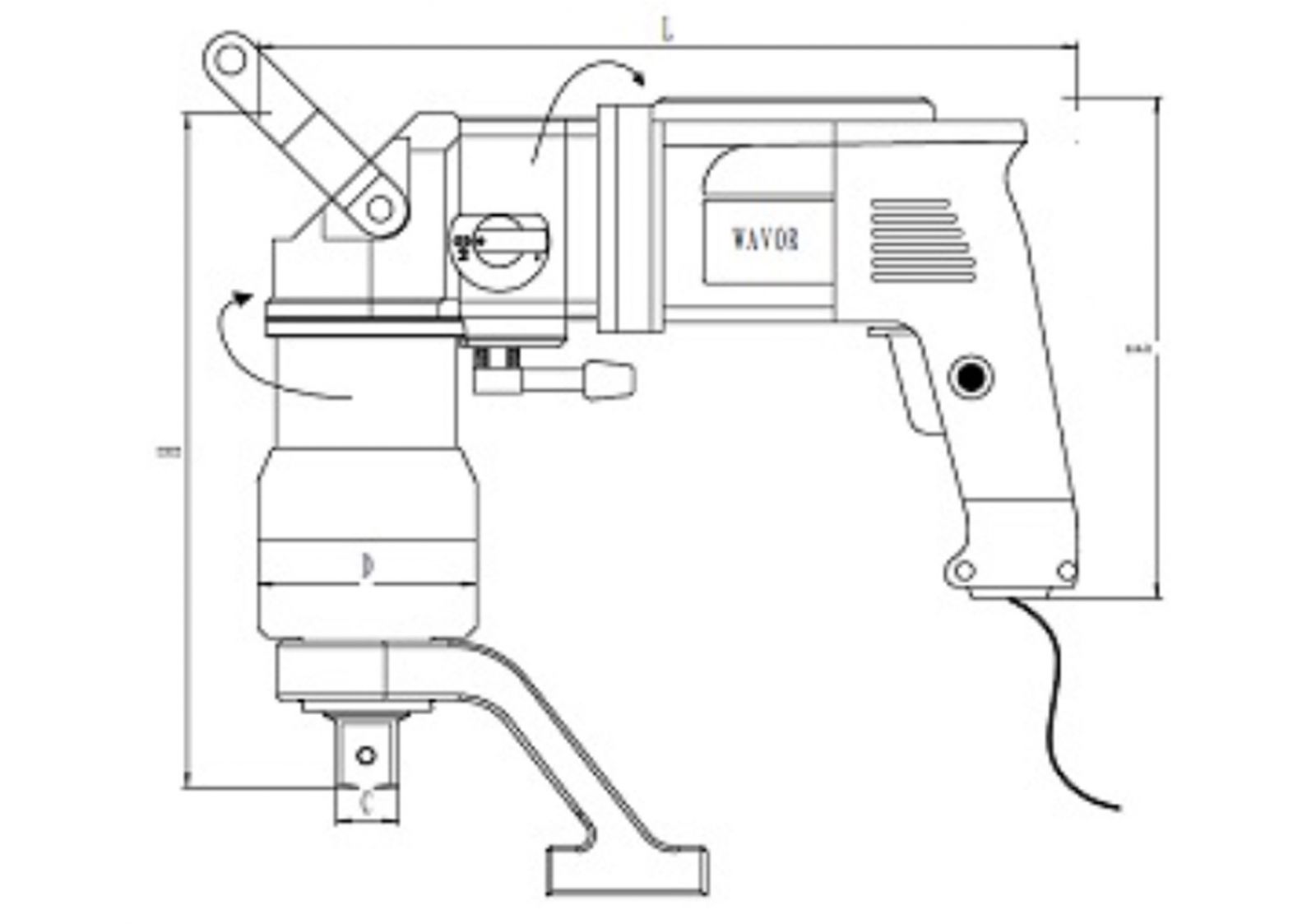 Bản vẽ kỹ thuật của Súng siết bulong dùng điện Wavor HD-110i