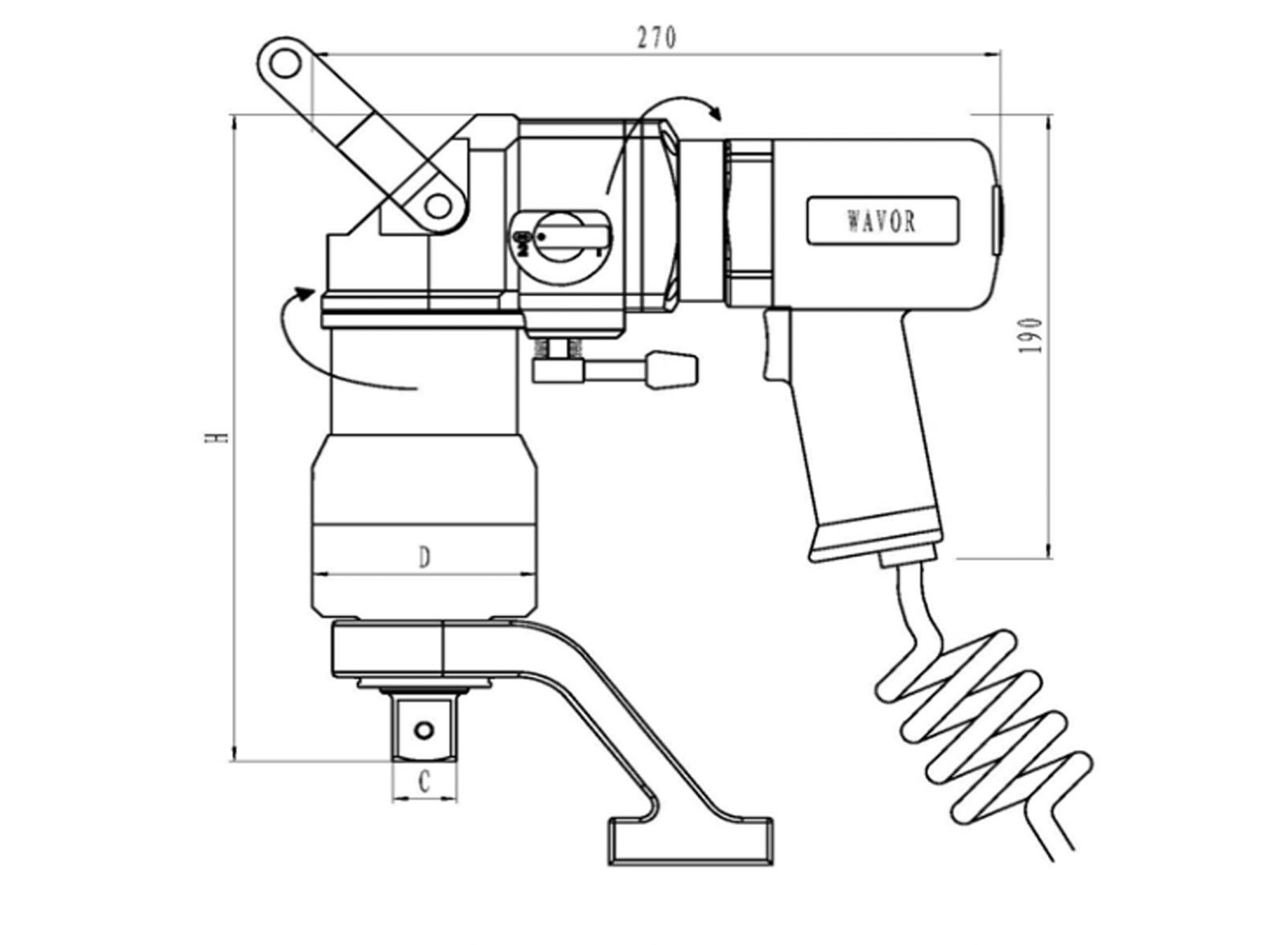 Bản vẽ kỹ thuật của Súng siết bulong dùng khí nén Wavor PTW-29A
